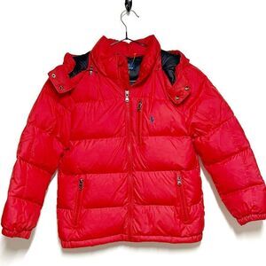 New Ralph Lauren Red Ripstop Water Repellent Down Filled Jacket Child’s Sz 8